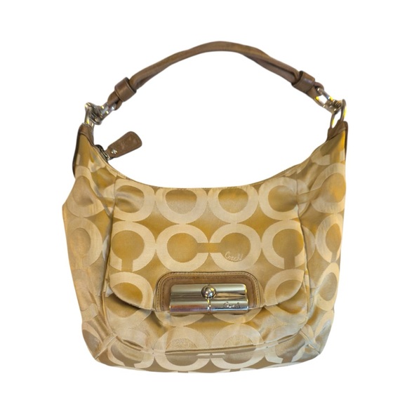 Coach Handbags - Coach Kristin Op art shoulder bag slightly iridescent tan jacquard Women’s purse